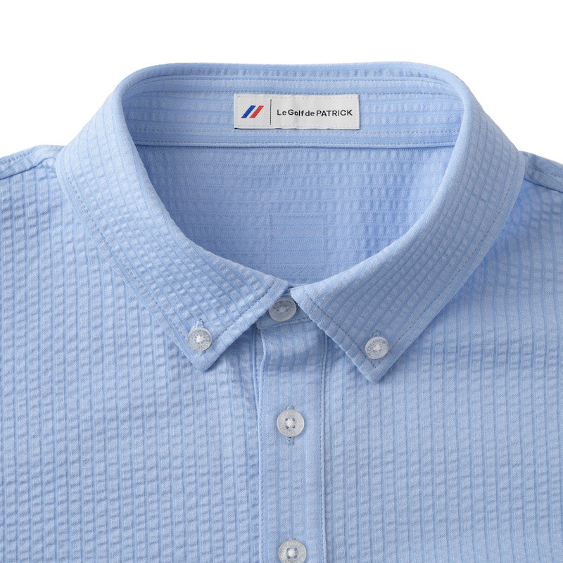 ゴルフ|メンズ|シアサッカーポロシャツ(SAX)