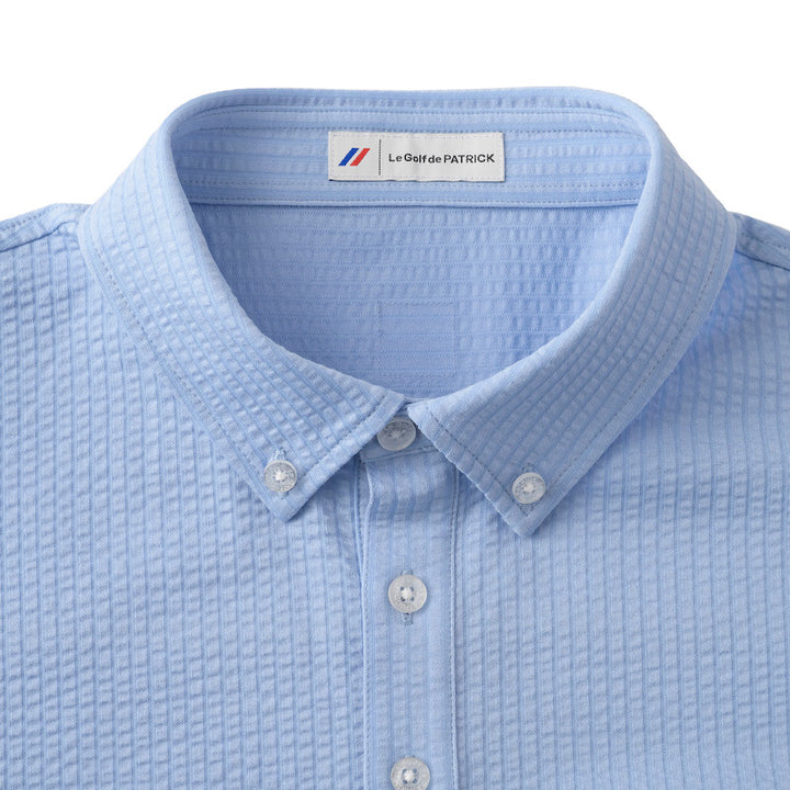 ゴルフ|メンズ|シアサッカーポロシャツ(SAX)