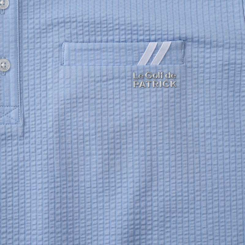 ゴルフ|メンズ|シアサッカーポロシャツ(SAX)
