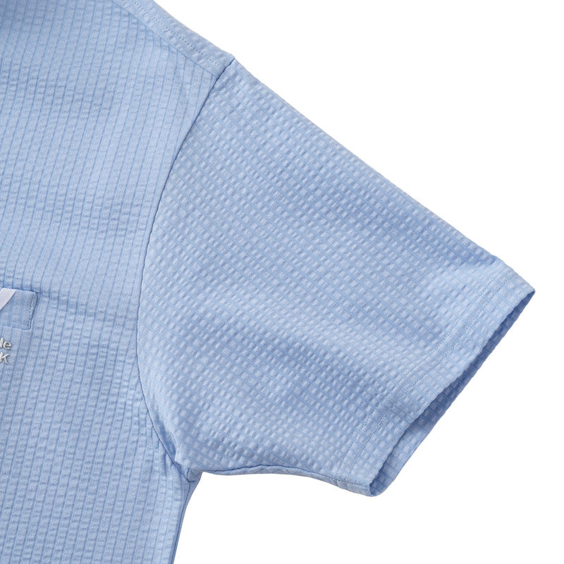 ゴルフ|メンズ|シアサッカーポロシャツ(SAX)