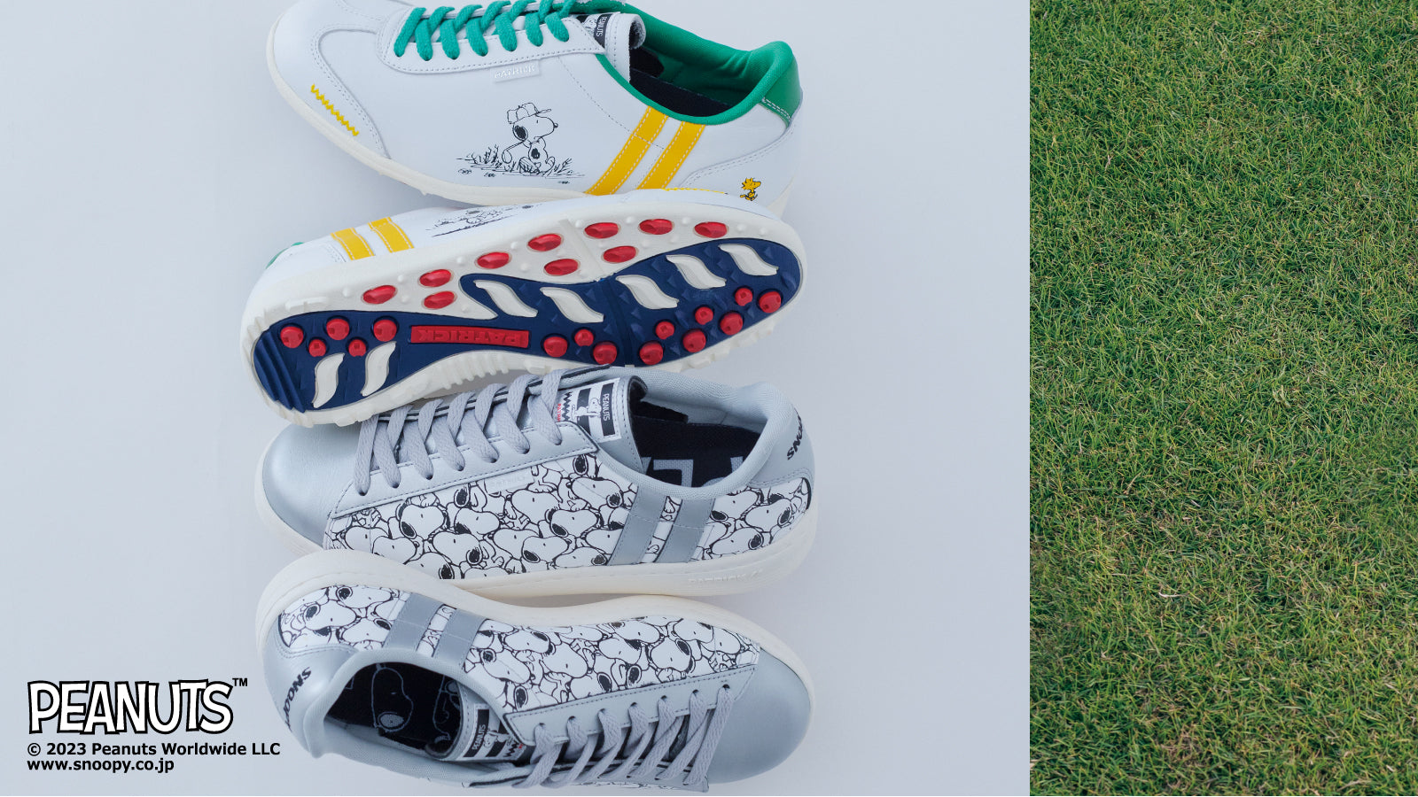 SNOOPY（スヌーピー）をデザインのテーマにした、ゴルフシューズ
