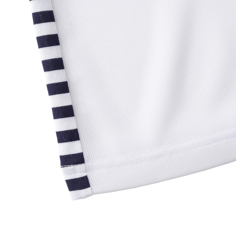 【新品】ローカルゴルフ ポロシャツ 白×水色ボーダー S/M オーバーサイズ 新品】ローカルゴルフ ポロシャツ 白×水色ボーダー S/M オーバー
