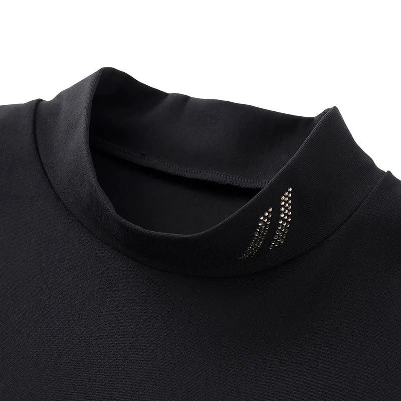 ゴルフ｜レディース｜長袖ストレッチモックネック（BLK）